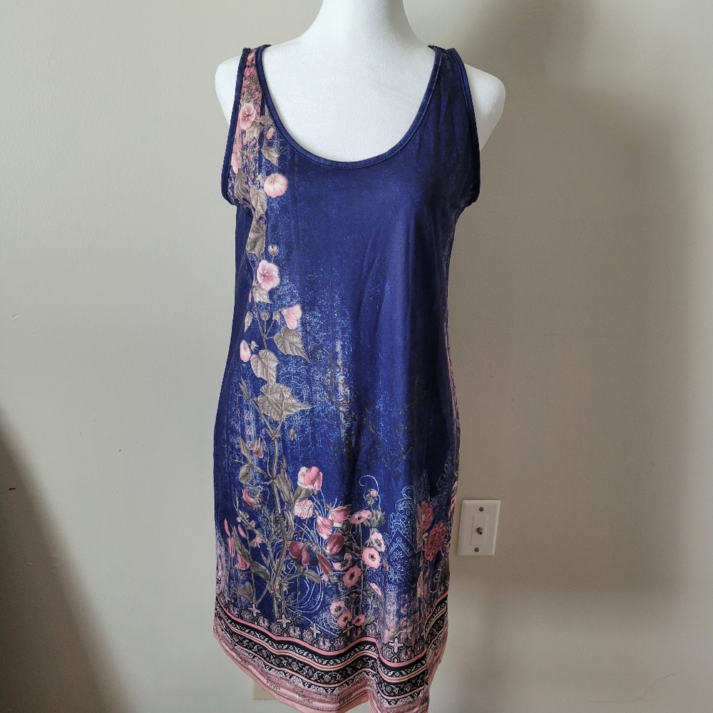 Shein Floral Sleeveless Dress in Blue and Pink Sz SML NWOT